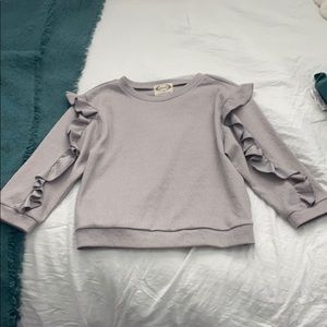 Joyfolie size 14 grey ruffle 3/4 sleeve top